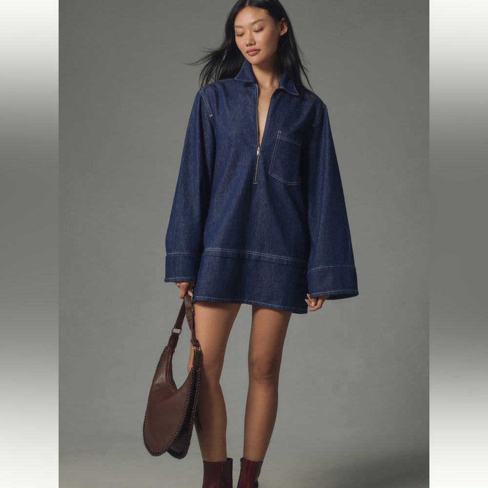 Pilcro Dark Indigo Denim Tunic Dress